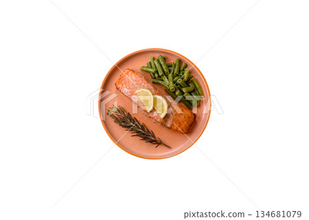 Fish, grilled salmon fillet, healthy food, seafood. Grilled salmon fillet as a background Fish, grilled salmon fillet, healthy food, seafood. Grilled salmon fillet as a background 134681079