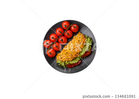 Mexican corn tortilla tacos with tuna, chicken, or beef. Corn tacos as a background Mexican corn tortilla tacos with tuna, chicken, or beef. Corn tacos as a background 134681091