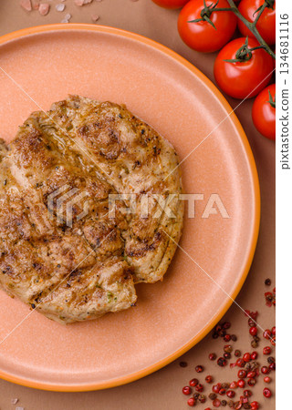 Food, grilled pork steak, roast meat for lunch. Grilled pork steak Food, grilled pork steak, roast meat for lunch. Grilled pork steak 134681116