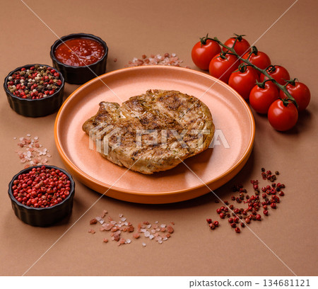 Food, grilled pork steak, roast meat for lunch. Grilled pork steak 134681121