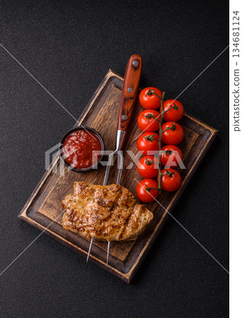 Food, grilled pork steak, roast meat for lunch. Grilled pork steak 134681124