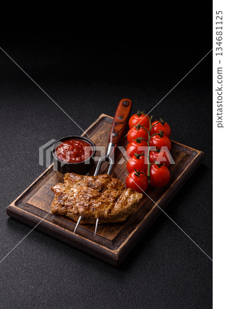 Food, grilled pork steak, roast meat for lunch. Grilled pork steak Food, grilled pork steak, roast meat for lunch. Grilled pork steak 134681125