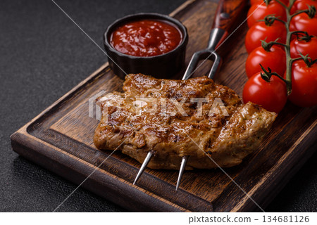 Food, grilled pork steak, roast meat for lunch. Grilled pork steak 134681126