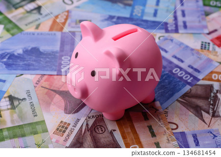 Money, currency of Norway, Norwegian krone banknotes. Norway, Norwegian money Money, currency of Norway, Norwegian krone banknotes. Norway, Norwegian money 134681454
