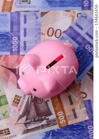 Money, currency of Norway, Norwegian krone banknotes. Norway, Norwegian money Money, currency of Norway, Norwegian krone banknotes. Norway, Norwegian money 134681456
