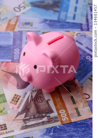 Money, currency of Norway, Norwegian krone banknotes. Norway, Norwegian money Money, currency of Norway, Norwegian krone banknotes. Norway, Norwegian money 134681457