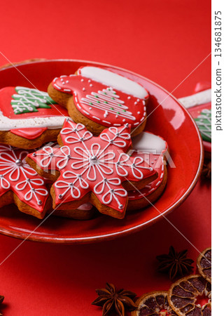 Gingerbread, Christmas cookies, or sweets for a festive family table. Christmas gingerbread Gingerbread, Christmas cookies, or sweets for a festive family table. Christmas gingerbread 134681875