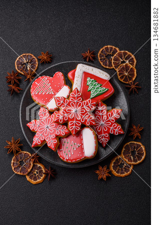 Gingerbread, Christmas cookies, or sweets for a festive family table. Christmas gingerbread Gingerbread, Christmas cookies, or sweets for a festive family table. Christmas gingerbread 134681882