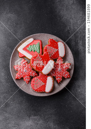 Gingerbread, Christmas cookies, or sweets for a festive family table. Christmas gingerbread Gingerbread, Christmas cookies, or sweets for a festive family table. Christmas gingerbread 134681899