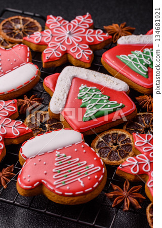 Gingerbread, Christmas cookies, or sweets for a festive family table. Christmas gingerbread Gingerbread, Christmas cookies, or sweets for a festive family table. Christmas gingerbread 134681921