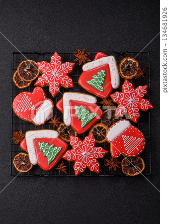 Gingerbread, Christmas cookies, or sweets for a festive family table. Christmas gingerbread Gingerbread, Christmas cookies, or sweets for a festive family table. Christmas gingerbread 134681926