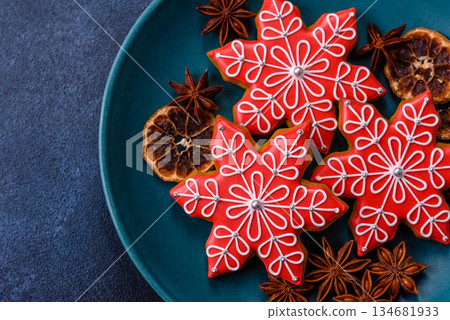 Gingerbread, Christmas cookies, or sweets for a festive family table. Christmas gingerbread Gingerbread, Christmas cookies, or sweets for a festive family table. Christmas gingerbread 134681933