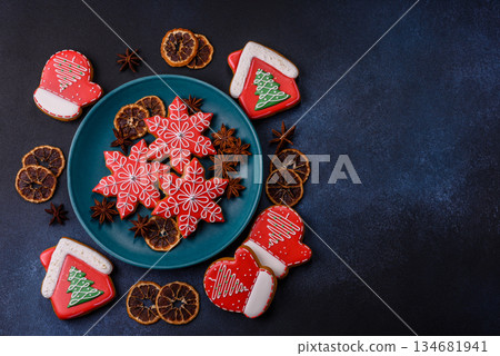 Gingerbread, Christmas cookies, or sweets for a festive family table. Christmas gingerbread Gingerbread, Christmas cookies, or sweets for a festive family table. Christmas gingerbread 134681941