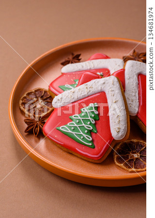 Gingerbread, Christmas cookies, or sweets for a festive family table. Christmas gingerbread 134681974