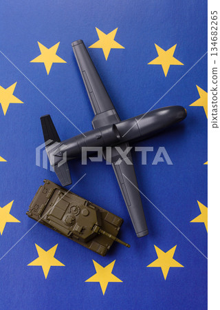 EU drone unmanned autonomous technology of espionage and strikes. Europe defense 134682265