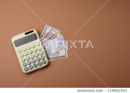 Calculator, money and expense calculations, tax form completion. Calculator, expense calculations 134682503
