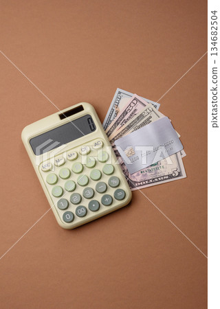 Calculator, money and expense calculations, tax form completion. Calculator, expense calculations 134682504