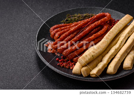 Grissini breadsticks, an Italian wheat pastry, are a great lunch snack. Grissini breadsticks 134682739