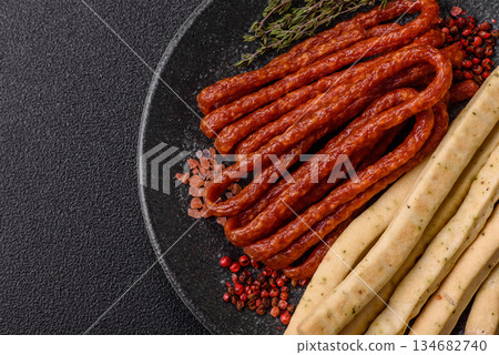Grissini breadsticks, an Italian wheat pastry, are a great lunch snack. Grissini breadsticks 134682740