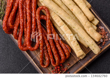 Grissini breadsticks, an Italian wheat pastry, are a great lunch snack. Grissini breadsticks Grissini breadsticks, an Italian wheat pastry, are a great lunch snack. Grissini breadsticks 134682760