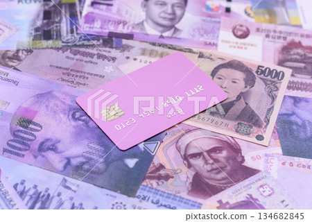 Money background, currency exchange, paper banknotes from different countries. Money cash currency Money background, currency exchange, paper banknotes from different countries. Money cash currency 134682845