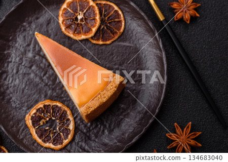 New York cheesecake, a slice of sweet pie, a classic cheesecake dessert. New York cheesecake New York cheesecake, a slice of sweet pie, a classic cheesecake dessert. New York cheesecake 134683040