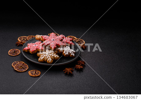 Gingerbread, Christmas cookies, and ornamental holiday baked goods. Christmas gingerbread 134683067