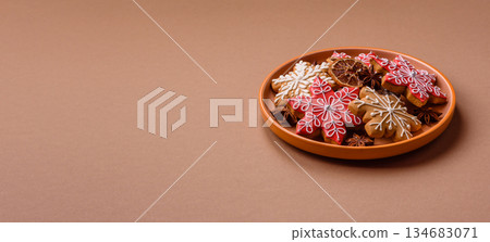 Gingerbread, Christmas cookies, and ornamental holiday baked goods. Christmas gingerbread 134683071
