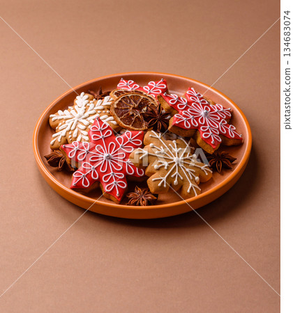 Gingerbread, Christmas cookies, and ornamental holiday baked goods. Christmas gingerbread Gingerbread, Christmas cookies, and ornamental holiday baked goods. Christmas gingerbread 134683074