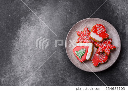 Gingerbread, Christmas cookies, and ornamental holiday baked goods. Christmas gingerbread 134683103