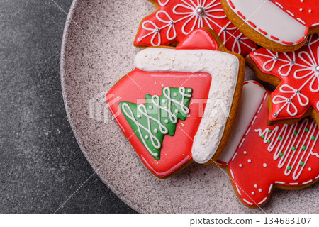 Gingerbread, Christmas cookies, and ornamental holiday baked goods. Christmas gingerbread 134683107