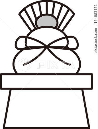 [Monochrome illustration] Kagami mochi 134683151