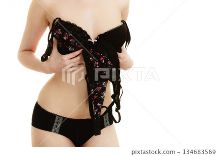 Woman with black lingerie. Woman with black lingerie. 134683569