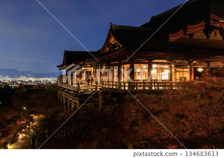 Night view of Kiyomizu-dera Temple in Kyoto Night view of Kiyomizu-dera Temple in Kyoto 134683613