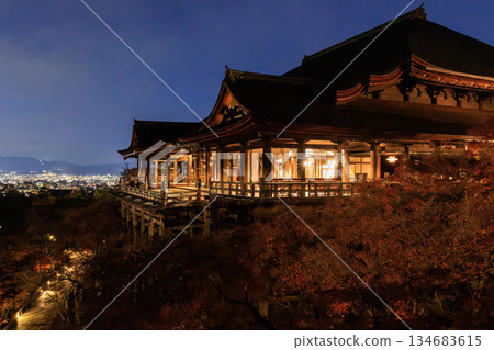 Night view of Kiyomizu-dera Temple in Kyoto Night view of Kiyomizu-dera Temple in Kyoto 134683615