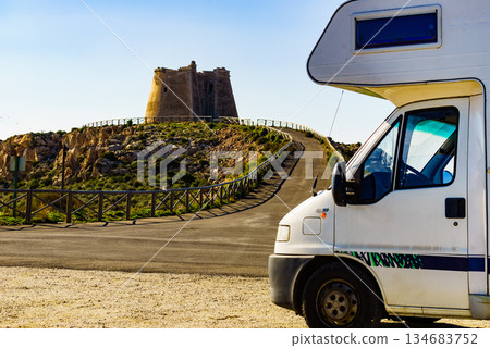 Caravan at Mesa Roldan tower, Spain Caravan at Mesa Roldan tower, Spain 134683752