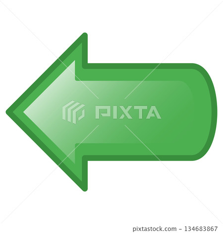 Glossy Green Left Arrow Icon Pointing Back Isolated on Transparent Background Glossy Green Left Arrow Icon Pointing Back Isolated on Transparent Background 134683867