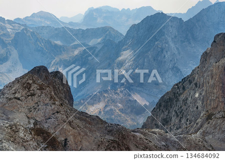 Landscape with Mountains Fading in Blue Haze 134684092
