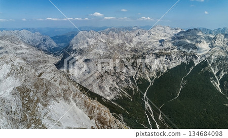 Summer Mountain Panorama within Albanian Alps Summer Mountain Panorama within Albanian Alps 134684098