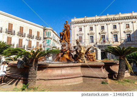 Diana Fountain on Archimede Square, Syracuse Sicily 134684521