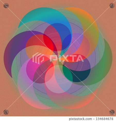Abstract Circular Color Layers Radial Geometry Background 134684678