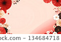 紅色日式圖案相框，新年裝飾。 134684718