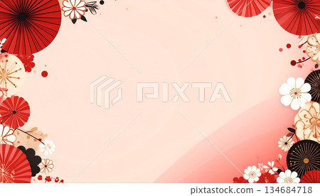 Red Japanese pattern frame for New Year's Red Japanese pattern frame for New Year's 134684718