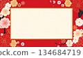 紅色日式圖案相框 2，新年款。 134684719