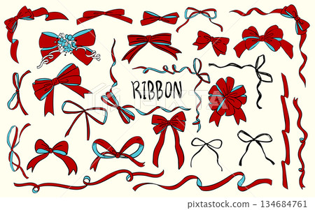 Vintage hand-drawn ribbon collection 134684761