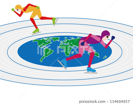 Speed skating illustration material. 134684857