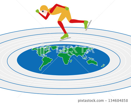 Speed skating illustration material. 134684858