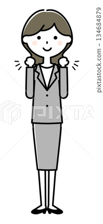 穿著西裝的女人做拳頭泵打鬥姿勢 穿著西裝的女人做拳頭泵打鬥姿勢 134684879