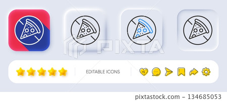 No food allowed line icon. Neumorphic, Flat shadow, 3d buttons. Salami pizza sign. Forbidden food symbol. Line prohibit food icon. Social media icons. Vector No food allowed line icon. Neumorphic, Flat shadow, 3d buttons. Salami pizza sign. Forbidden food symbol. Line prohibit food icon. Social media icons. Vector 134685053