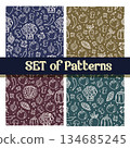 Minimalist Vegetable Seamless Pattern with Clean Shapes and Soft Modern Style 134685245